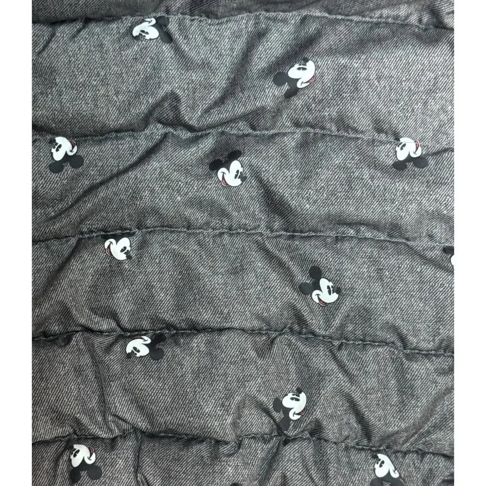 H&M Disney Infant Size 6 Months Mickey Mouse Ears Hooded Black Zip Puffer Vest